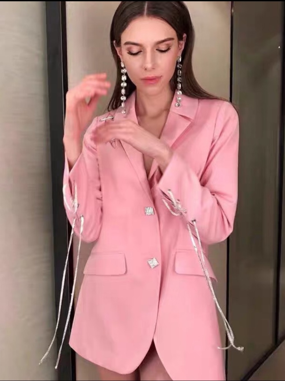 Nana Jacqueline Pink Embellished Tailored Blazer